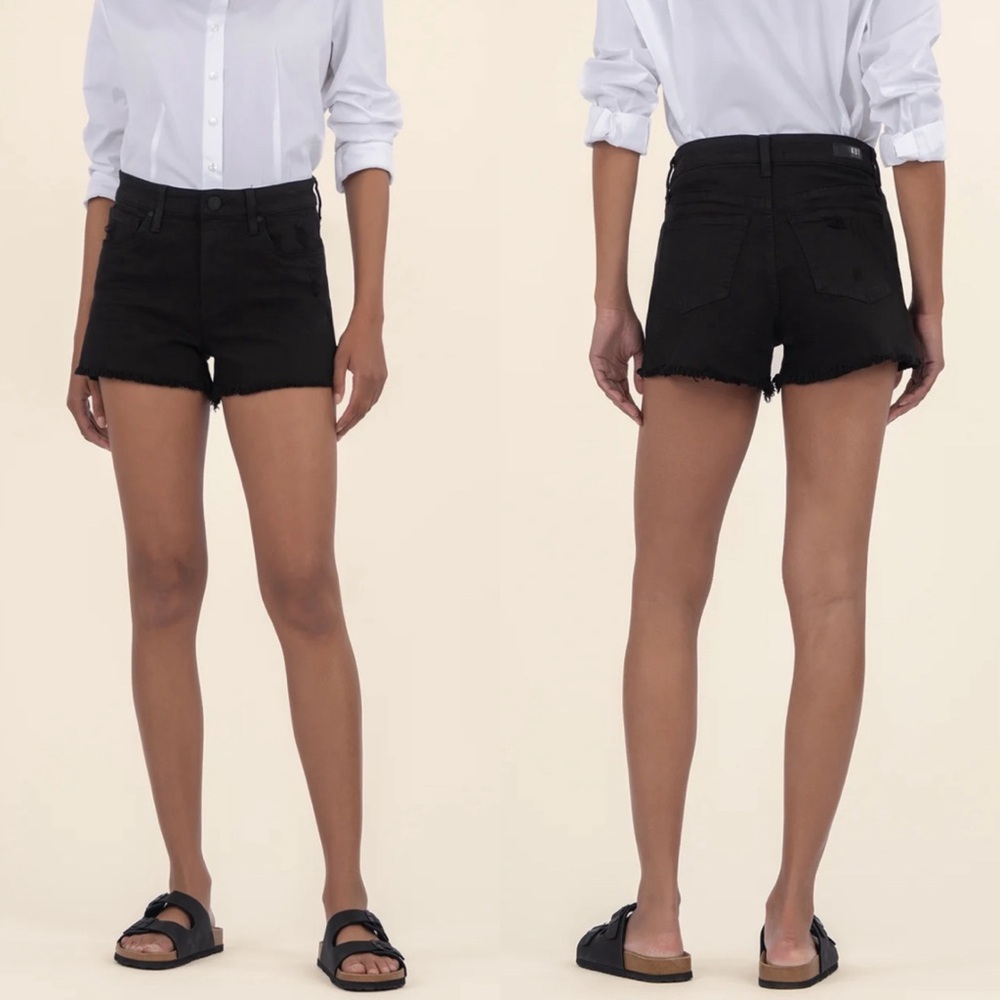 Kut From The Kloth Jane High Rise Black Shorts Size 12 - Picture 1 of 8